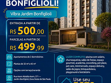 2 Dorm. + Terra�o com entrada facilitada (MCMV)