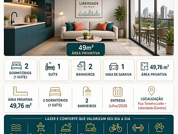 Apto 49m� com terra�o e 2 dorms (1 su�te) na Liberdade