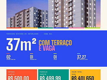 AP 37m� com terra�o e vaga em Interlagos: HIS 1, HIS 2 e R2V