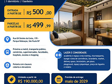 Studio em Campo Limpo com entrada a partir de R$500