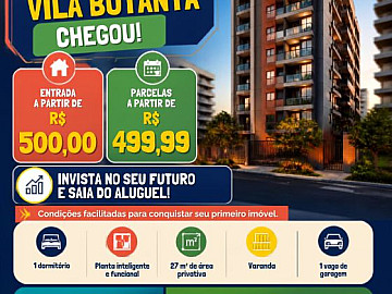 1 Dorm. + Varanda com entrada a partir de R$500